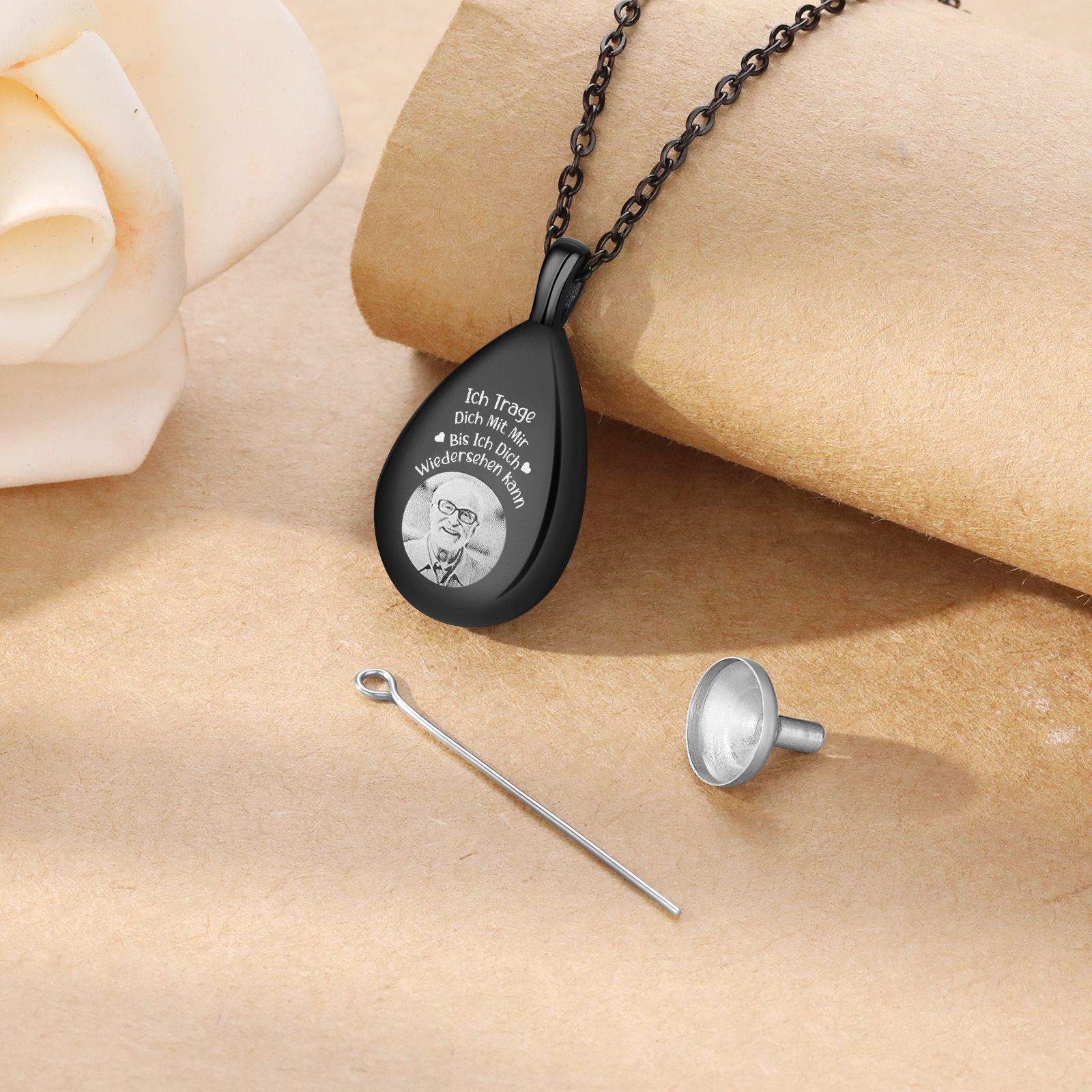 Personalisiertes 1 Foto Edelstahl Gedenk-Halskette –Ich trage dich mit mir, bis ich dich wiedersehen kann – Ewige Erinnerung 