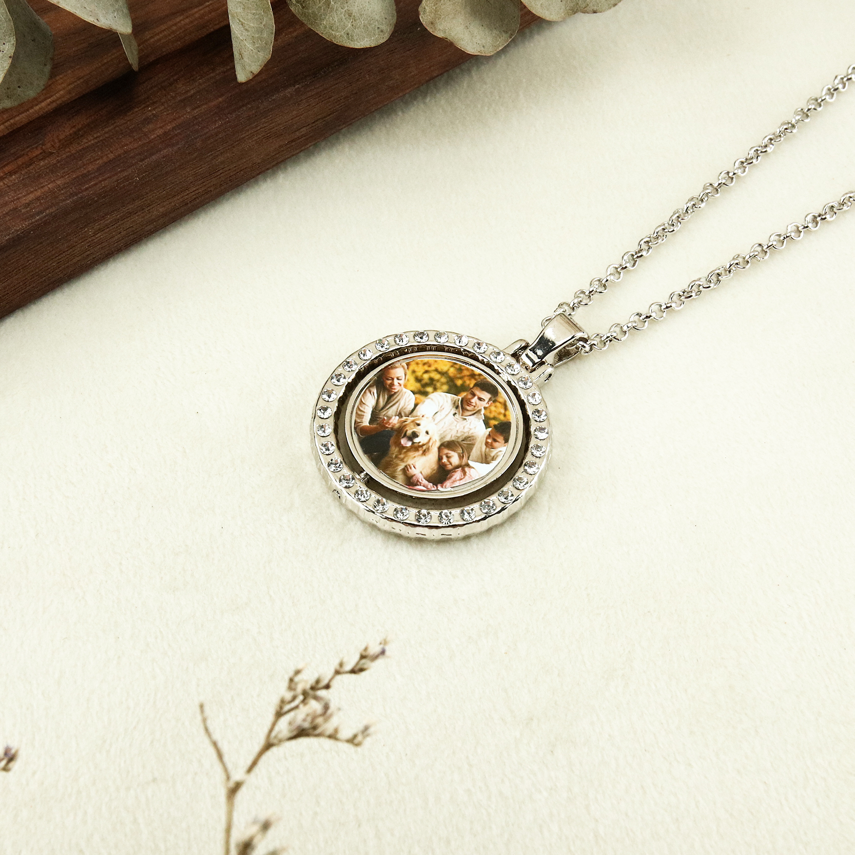 Personalisierbares 1 Foto drehbare Foto-Halskette