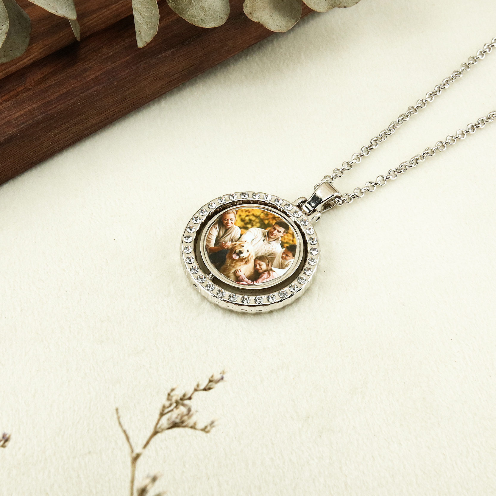 Personalisierbares 1 Foto drehbare Foto-Halskette