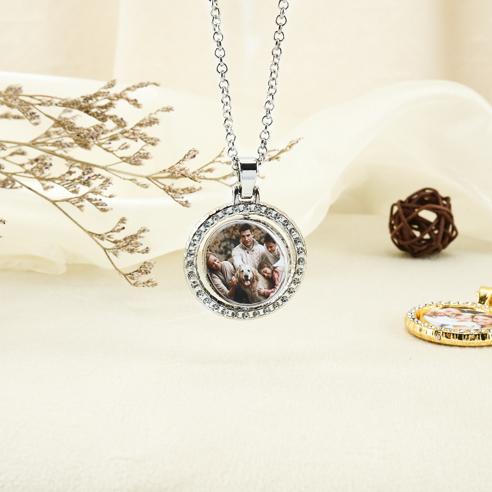 Personalisierbares 1 Foto drehbare Foto-Halskette