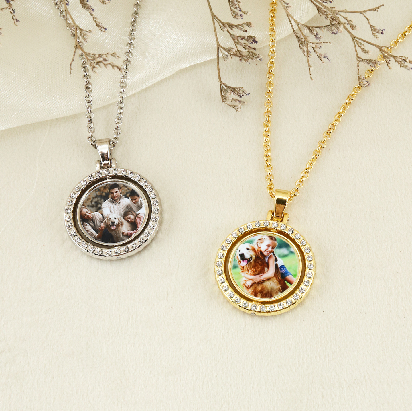 Personalisierbares 1 Foto drehbare Foto-Halskette