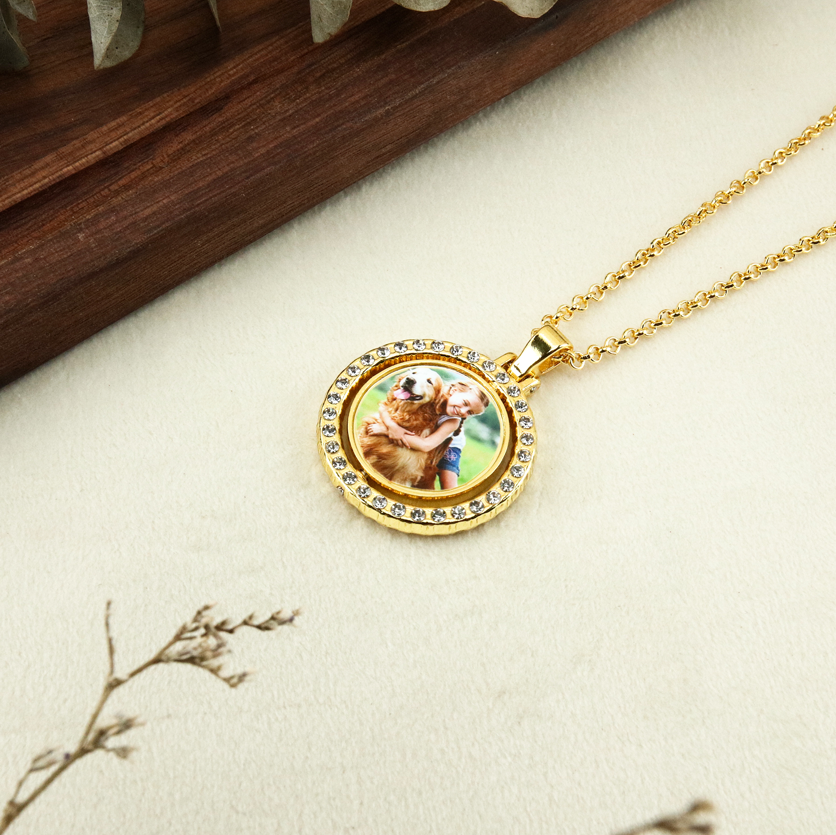 Personalisierbares 1 Foto drehbare Foto-Halskette