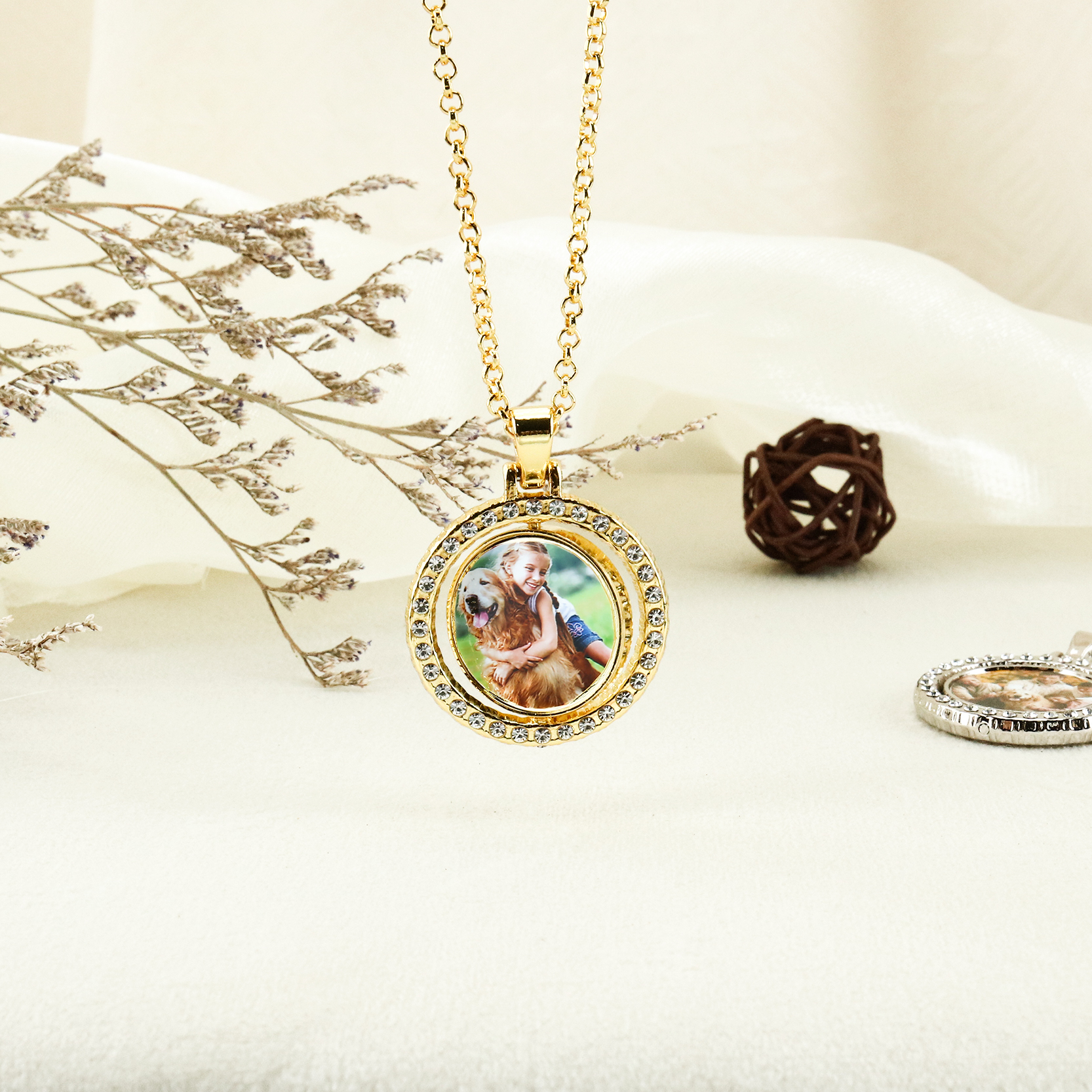 Personalisierbares 1 Foto drehbare Foto-Halskette