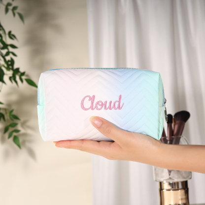 Personalisierbarer 1 Name PU-Leder bunte Kosmetiktasche - Tragbar Schminktasche