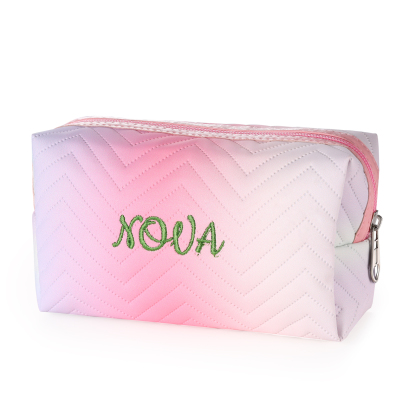 Personalisierbarer 1 Name PU-Leder bunte Kosmetiktasche - Tragbar Schminktasche
