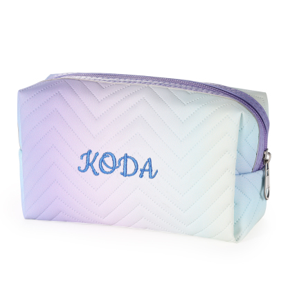 Personalisierbarer 1 Name PU-Leder bunte Kosmetiktasche - Tragbar Schminktasche