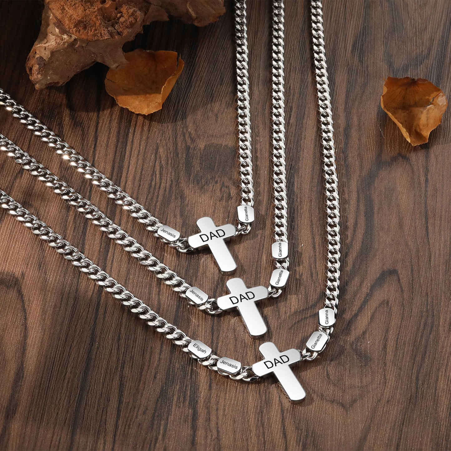 Personalisierte 2-4 Namen & Text Kommunion Kreuz Halskette