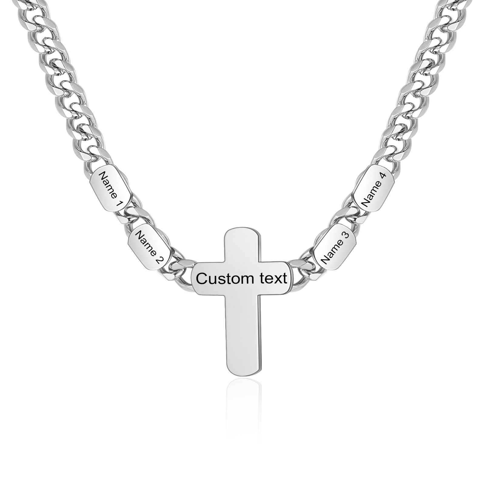 Personalisierte 2-4 Namen & Text Kommunion Kreuz Halskette