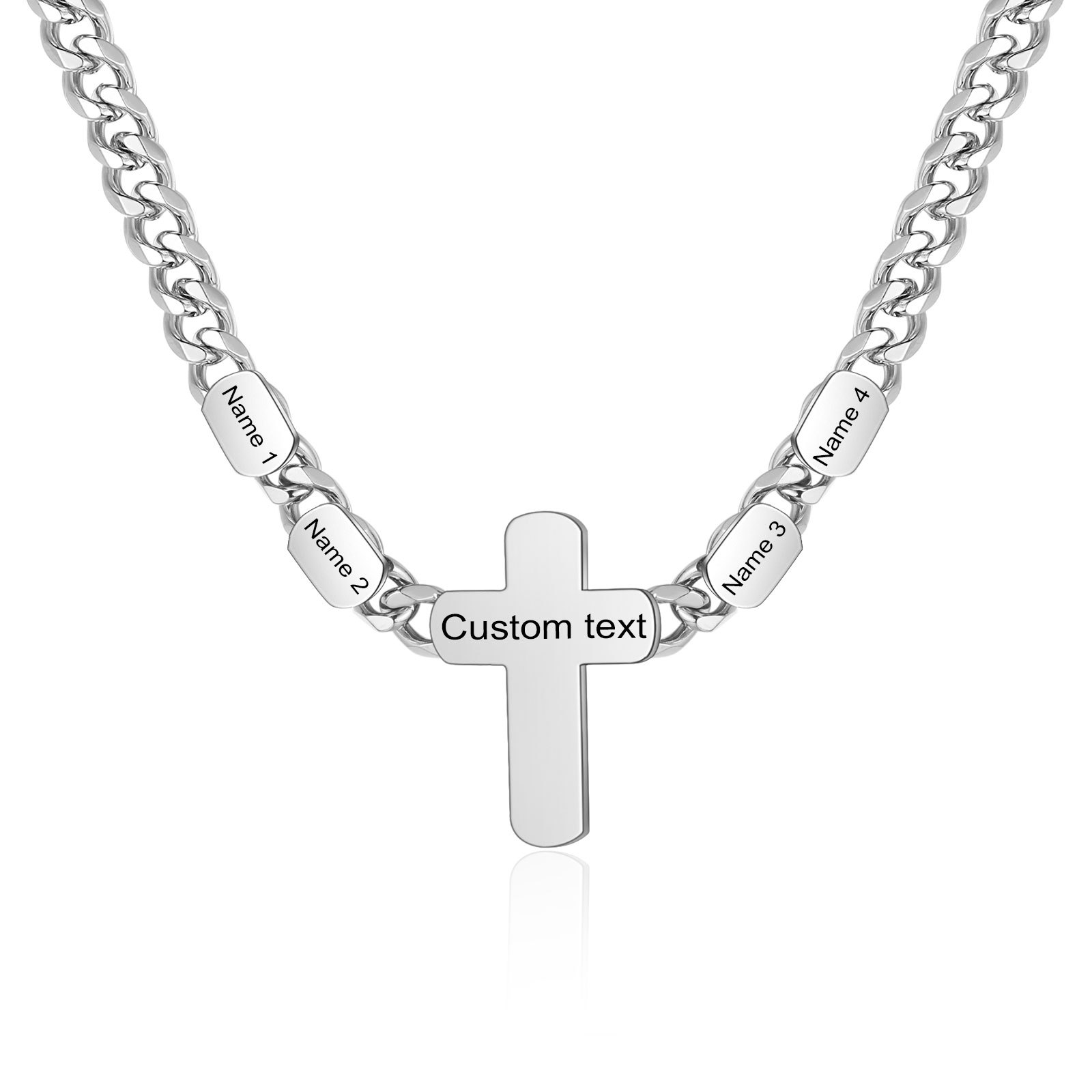Personalisierte 2-4 Namen & Text Kommunion Kreuz Halskette