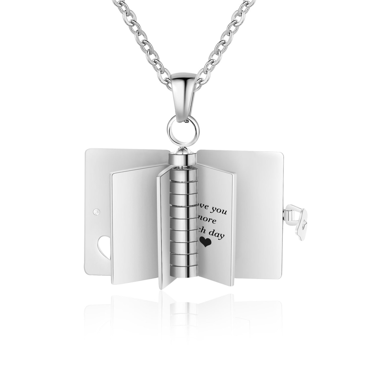 Personalisierte 3 Texte Edelstahl 3-Buchseiten-Halskette in Silber/Gold für Paar – Ein Symbol ewiger Liebe