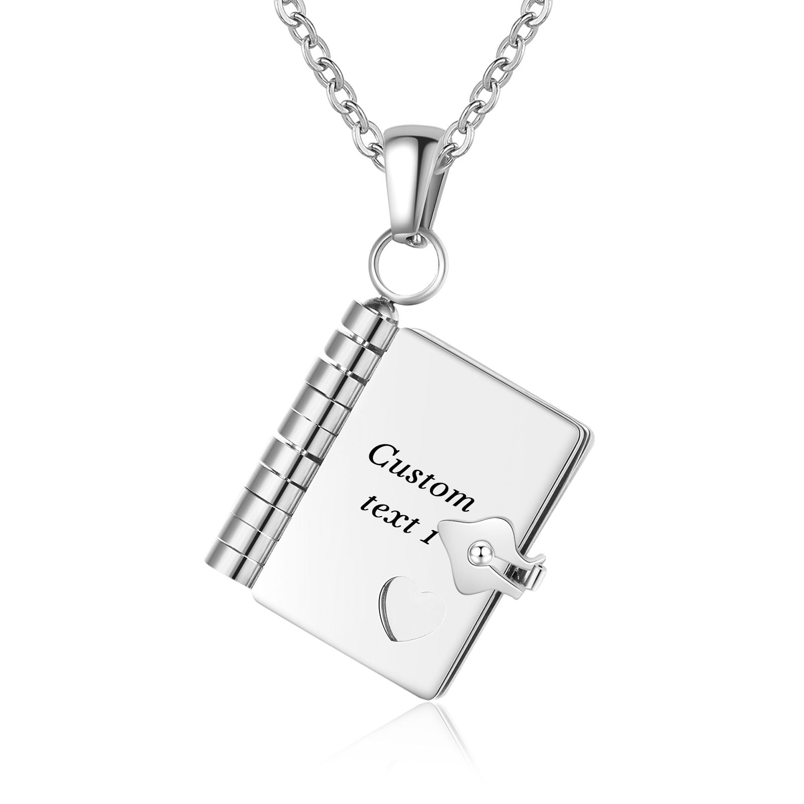 Personalisierte 3 Texte Edelstahl 3-Buchseiten-Halskette in Silber/Gold für Paar – Ein Symbol ewiger Liebe