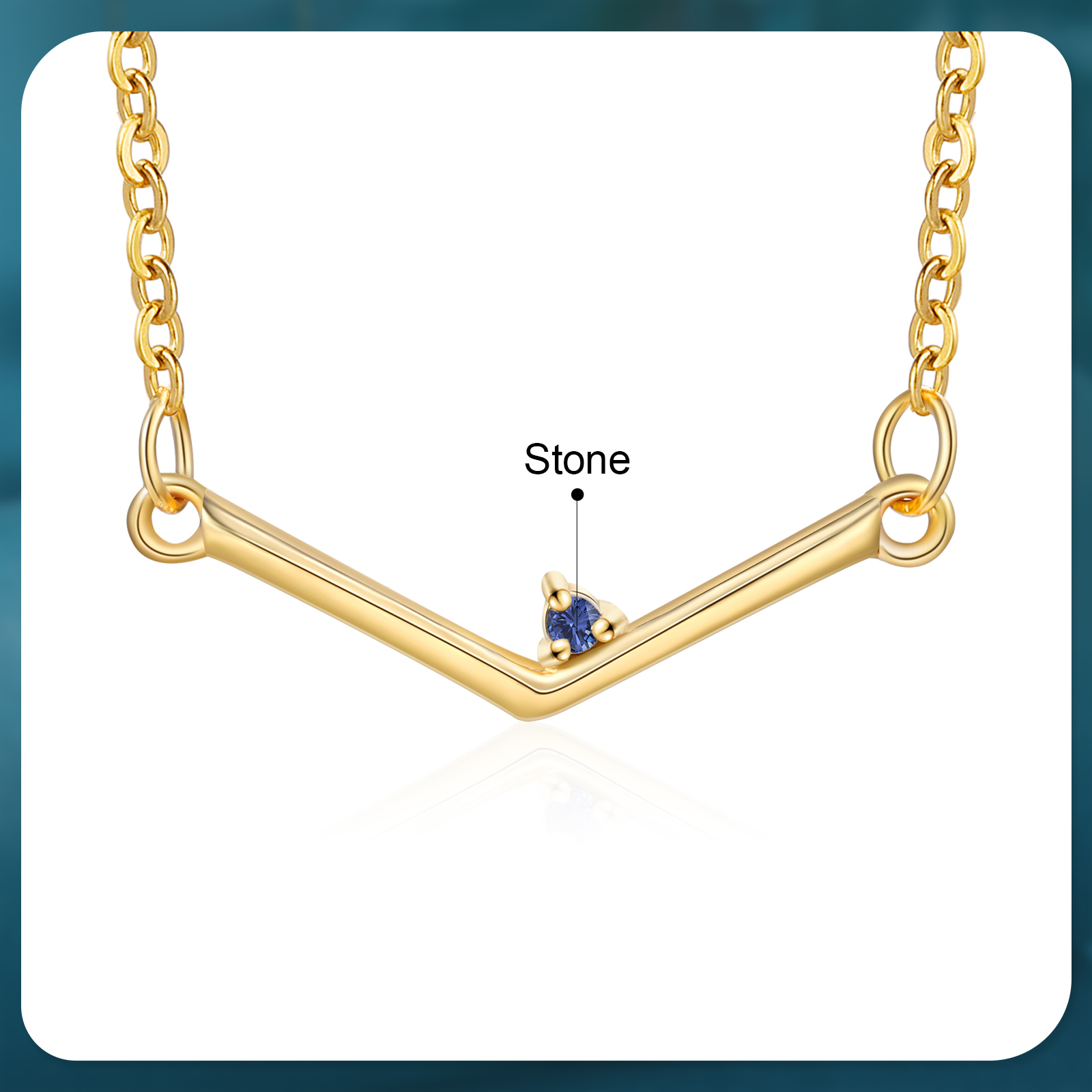 Personalisierte mit Geburtsstein 925 Sterling Silber Halskette