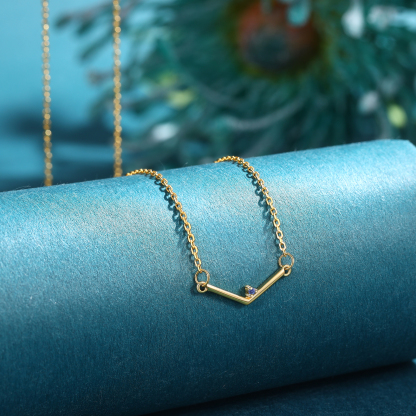 Personalisierte mit Geburtsstein 925 Sterling Silber Halskette