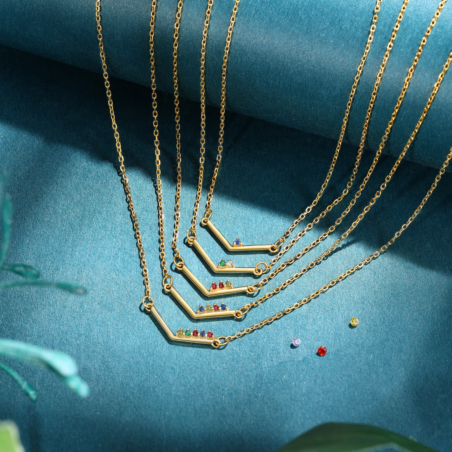 Personalisierte mit Geburtsstein 925 Sterling Silber Halskette