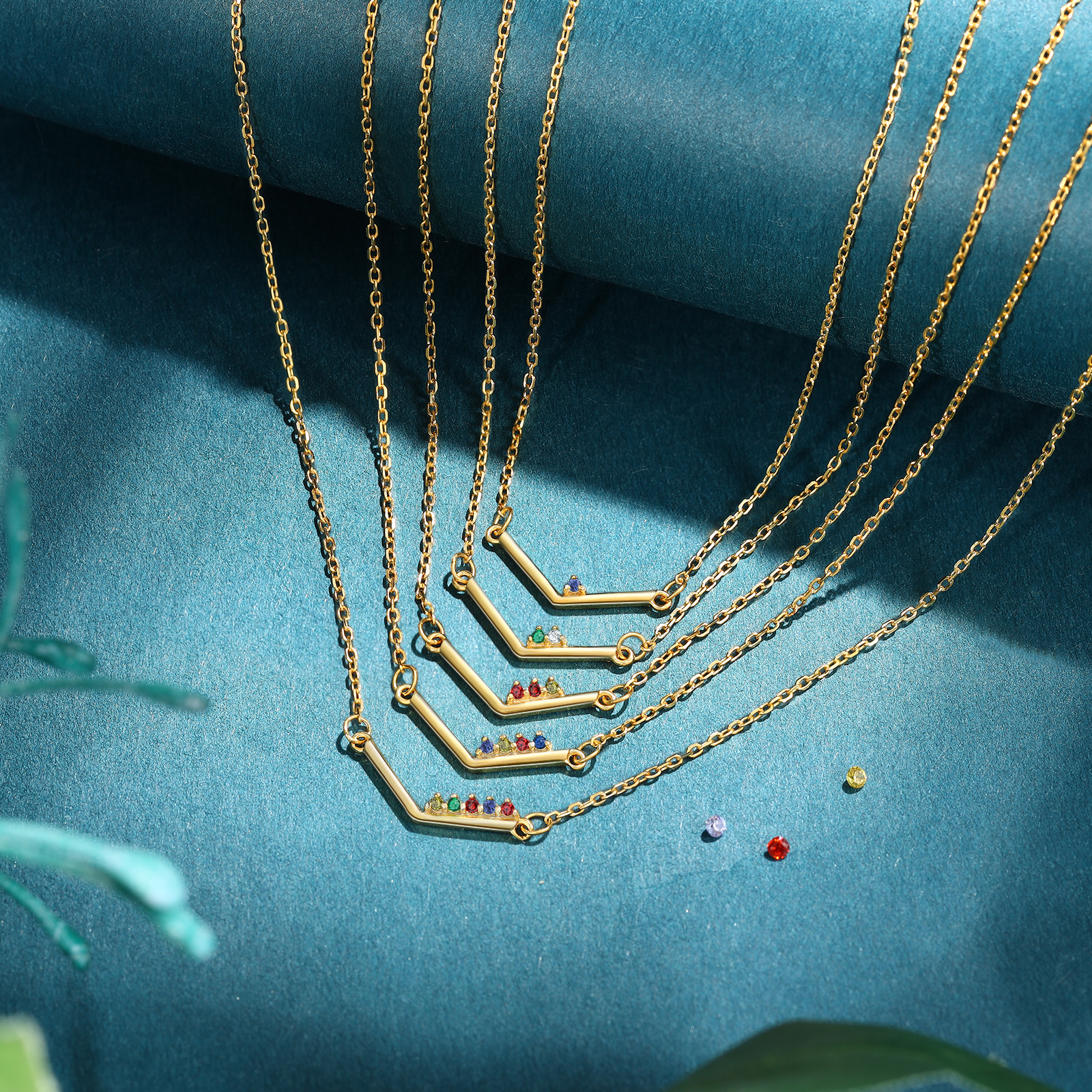 Personalisierte mit Geburtsstein 925 Sterling Silber Halskette