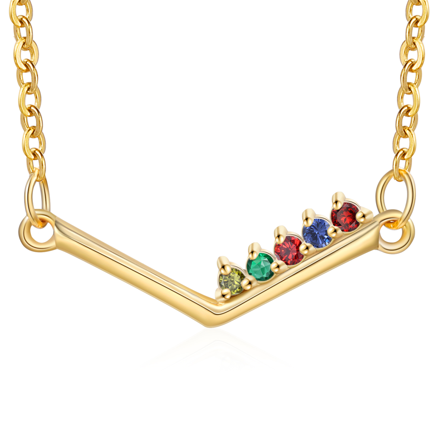 Personalisierte mit Geburtsstein 925 Sterling Silber Halskette