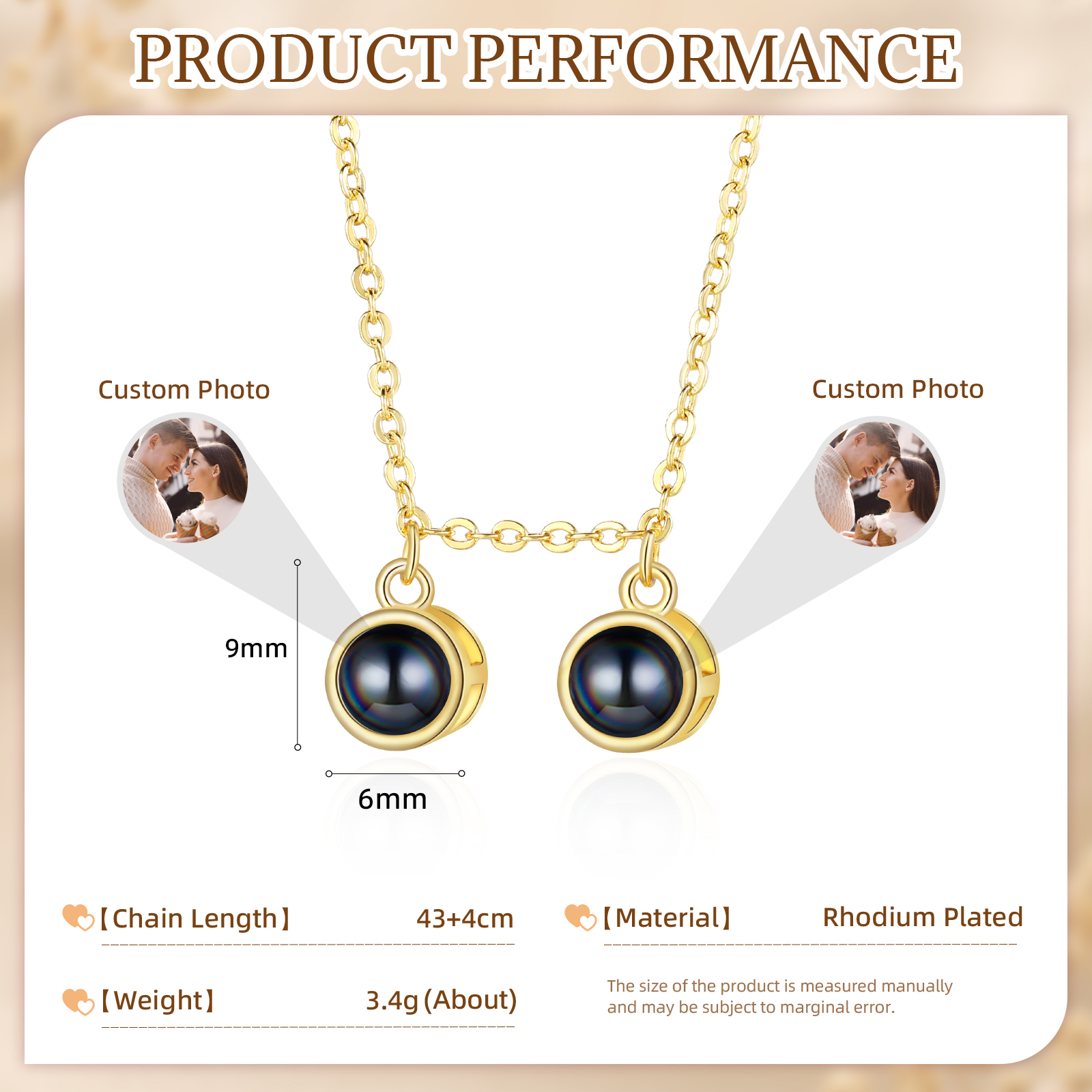 Kreativer personalisierter mit1 Foto Projektion Halskette – Persönliche Erinnerungen immer dabei