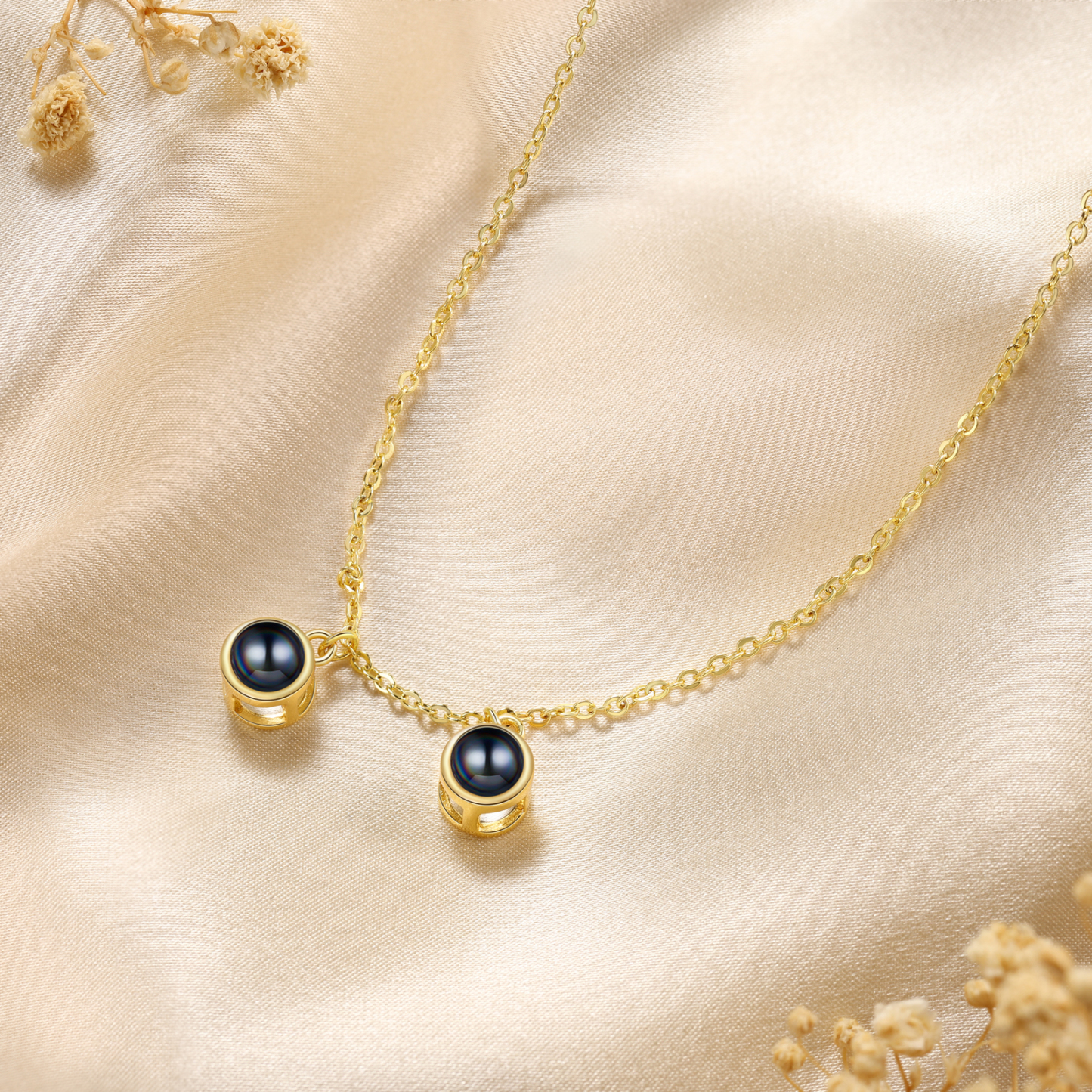 Kreativer personalisierter mit 2 Foto Projektion Halskette – Persönliche Erinnerungen immer dabei