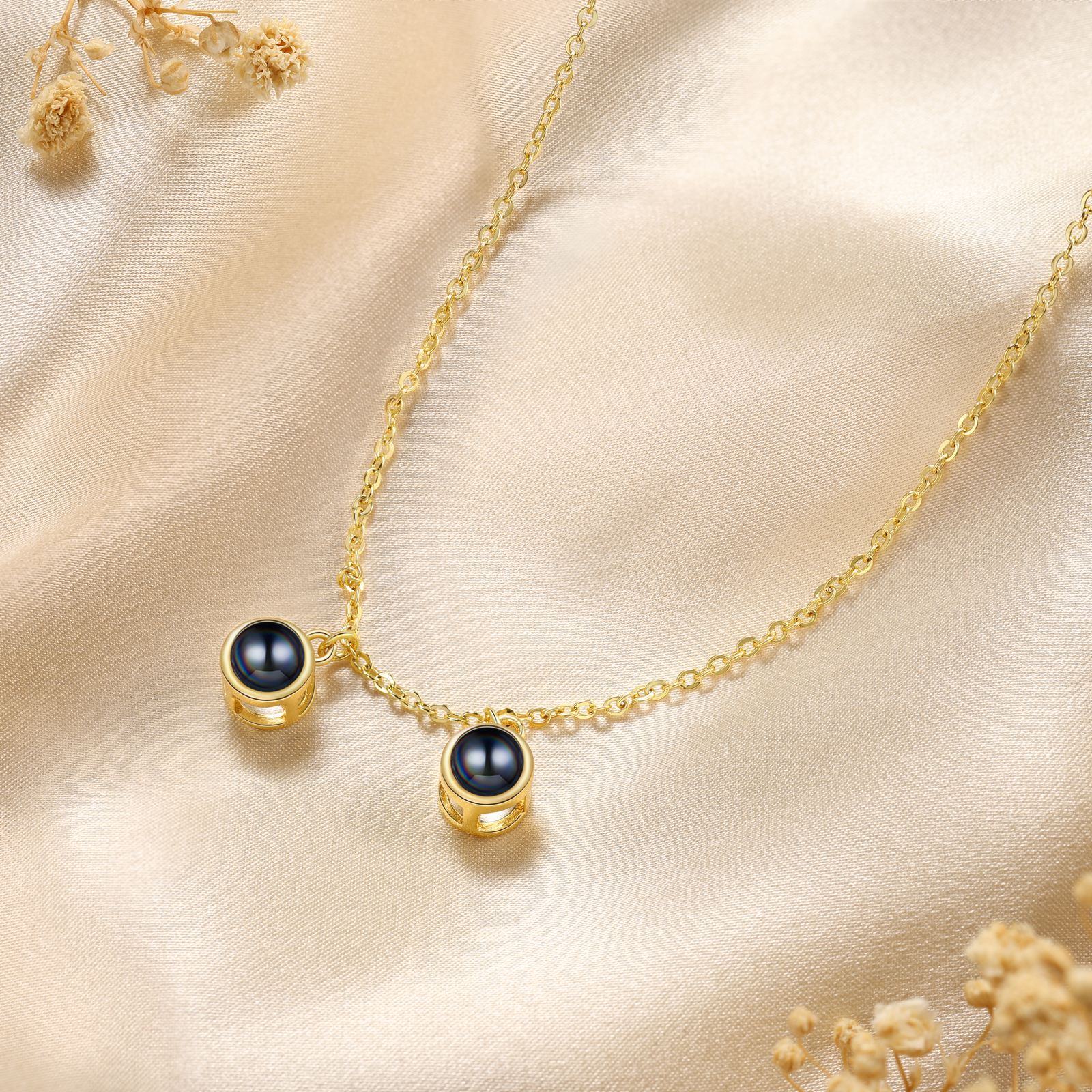 Kreativer personalisierter mit 2 Foto Projektion Halskette – Persönliche Erinnerungen immer dabei