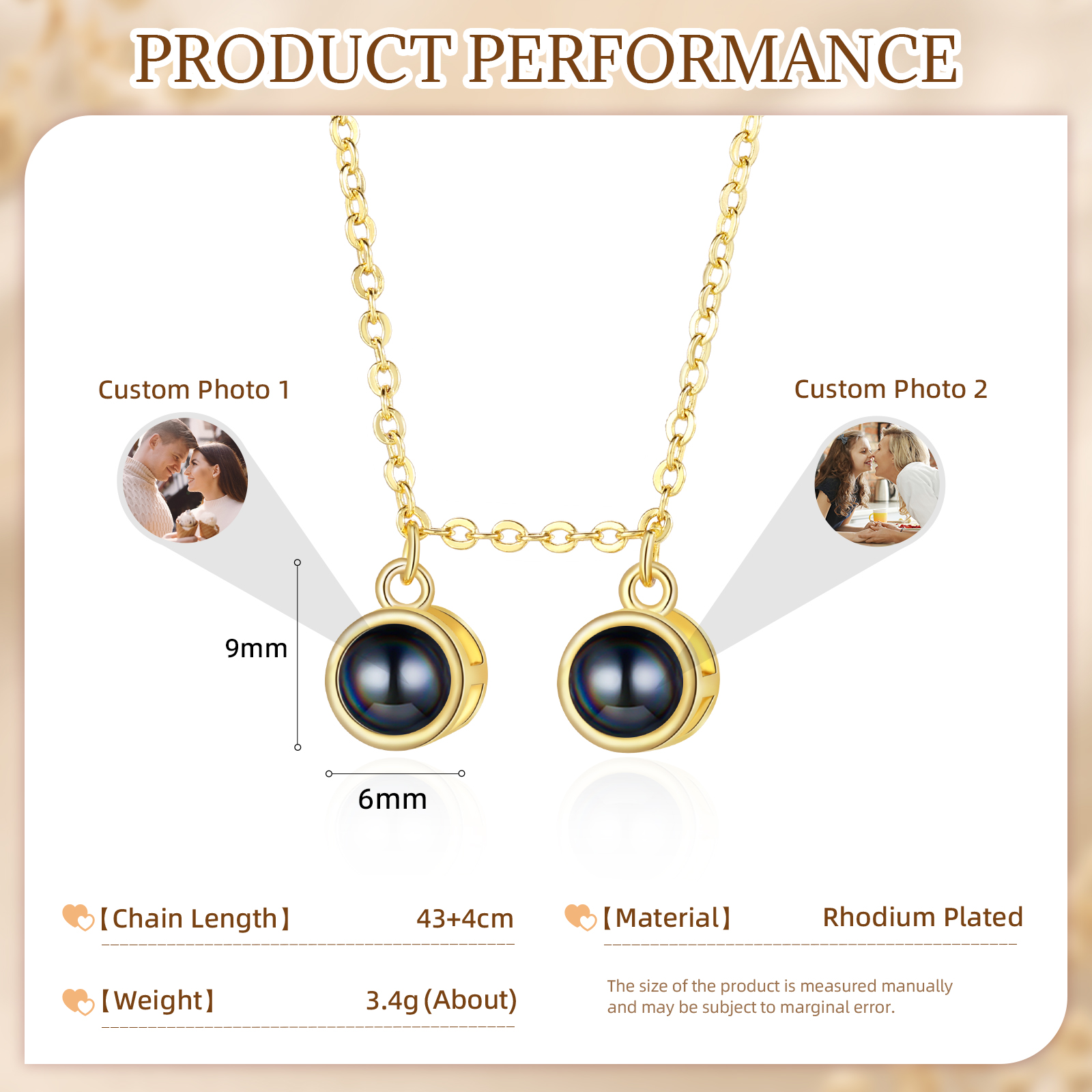 Kreativer personalisierter mit 2 Foto Projektion Halskette – Persönliche Erinnerungen immer dabei