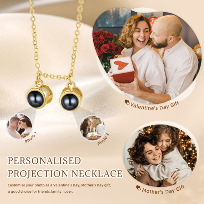 Kreativer personalisierter mit 2 Foto Projektion Halskette – Persönliche Erinnerungen immer dabei