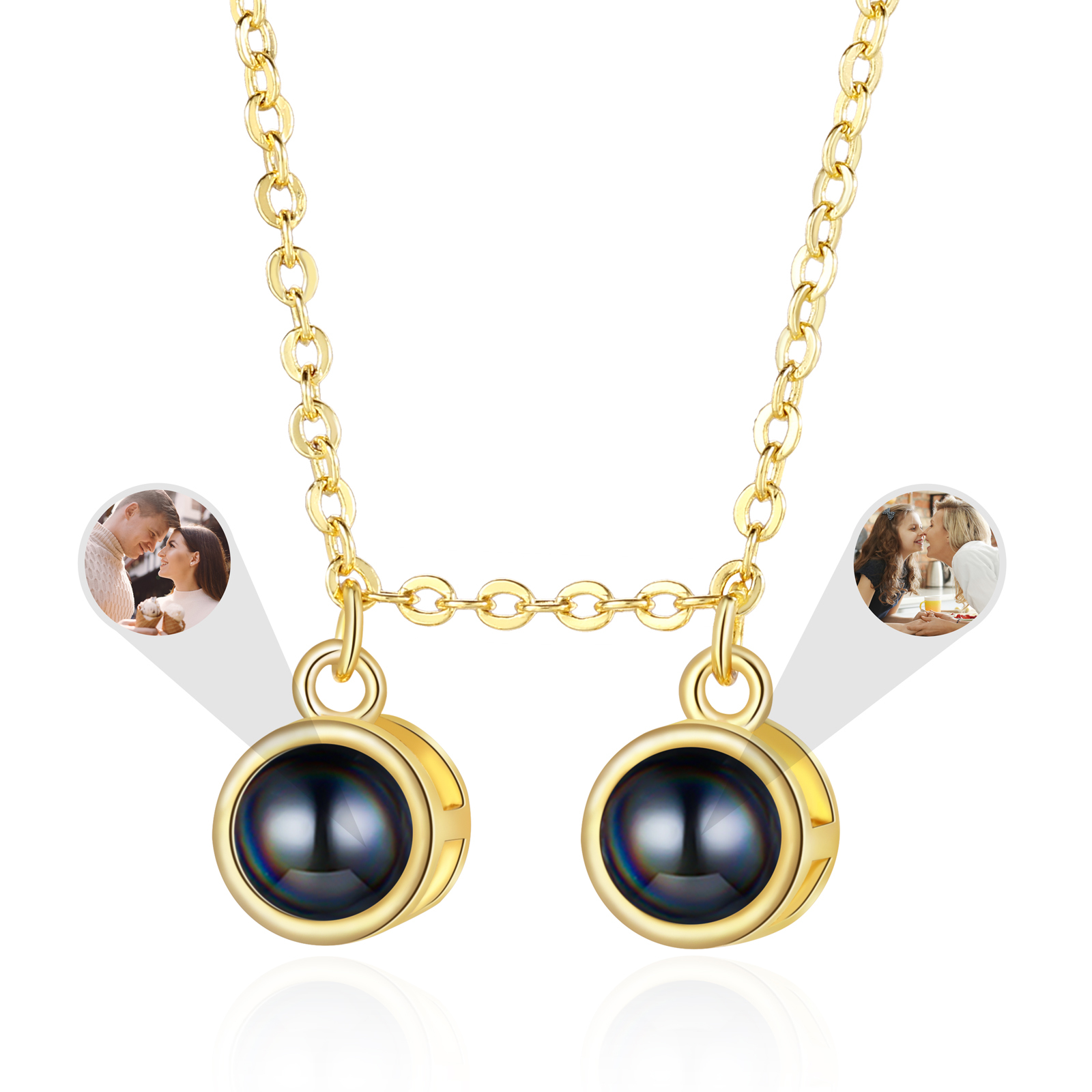Kreativer personalisierter mit 2 Foto Projektion Halskette – Persönliche Erinnerungen immer dabei