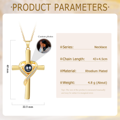 Personalisierte Foto Kreuz Kommunion Projektion Halskette in Silber/ Golden