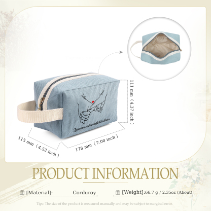 Personalisierter 1 Text & 2 Namen Kord Schminktasche in 2 Stile & 4 Farben – Perfektes Geschenk