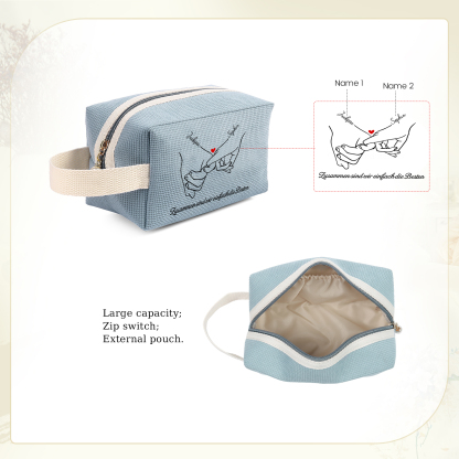 Personalisierter 1 Text & 2 Namen Kord Schminktasche in 2 Stile & 4 Farben – Perfektes Geschenk