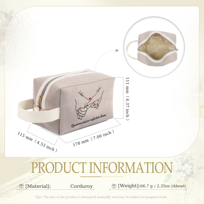 Personalisierter 1 Text & 2 Namen Kord Schminktasche in 2 Stile & 4 Farben – Perfektes Geschenk