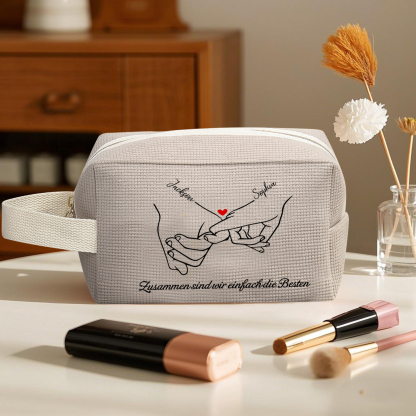 Personalisierter 1 Text & 2 Namen Kord Schminktasche in 2 Stile & 4 Farben – Perfektes Geschenk