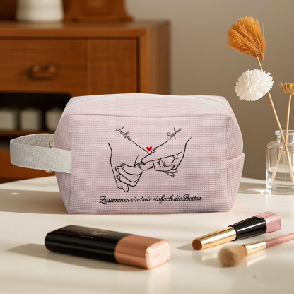 Personalisierter 1 Text & 2 Namen Kord Schminktasche in 2 Stile & 4 Farben – Perfektes Geschenk