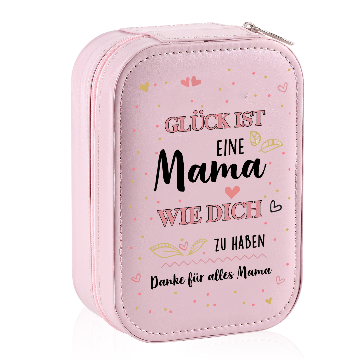 Aufbewahrungsbox mit Spiegel für Mutter Glück ist eine Mama wie dich zu haben Rosa Weiß Grün PU-Leder & Glas Kosmetikspiegel mit 3 Lichtfarben
