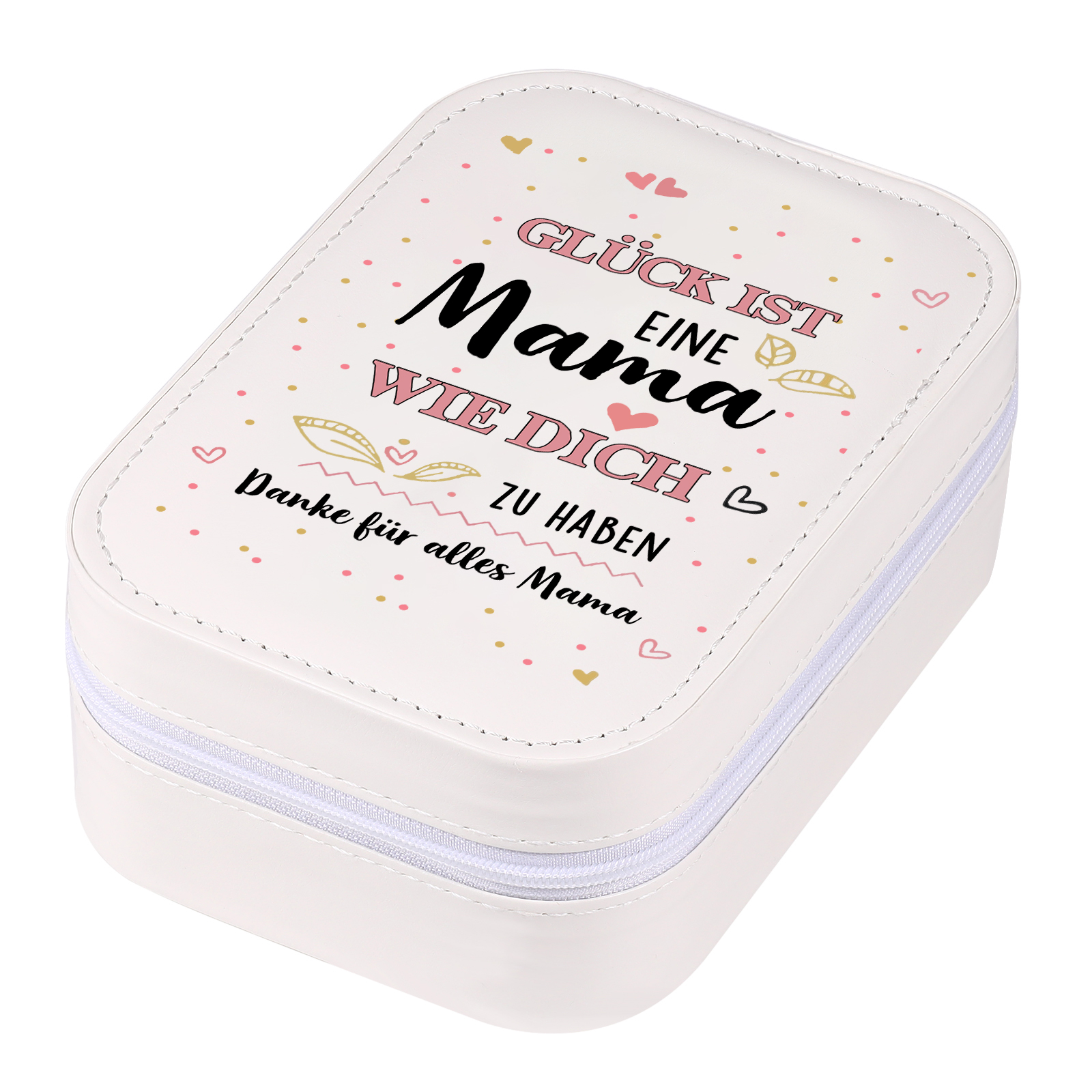 Aufbewahrungsbox mit Spiegel für Mutter Glück ist eine Mama wie dich zu haben Rosa Weiß Grün PU-Leder & Glas Kosmetikspiegel mit 3 Lichtfarben