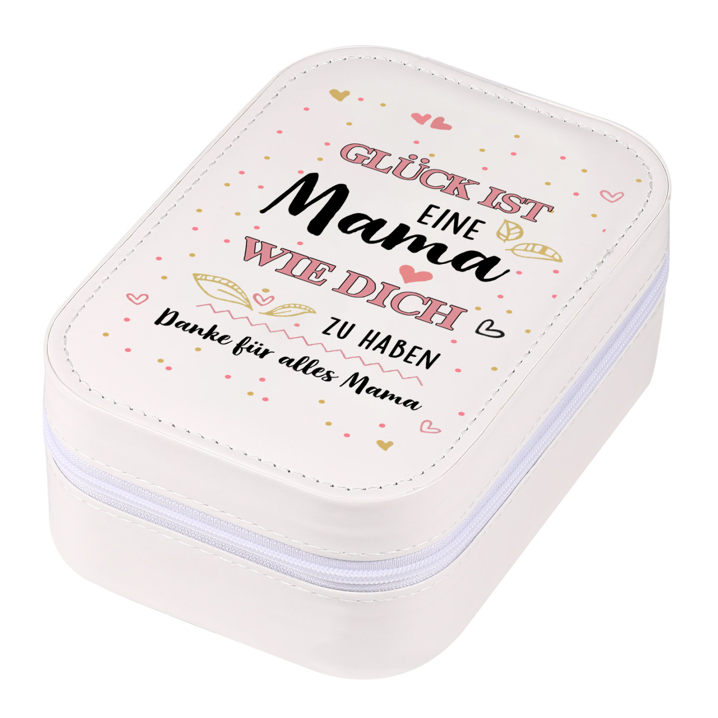 Aufbewahrungsbox mit Spiegel für Mutter Glück ist eine Mama wie dich zu haben Rosa Weiß Grün PU-Leder & Glas Kosmetikspiegel mit 3 Lichtfarben