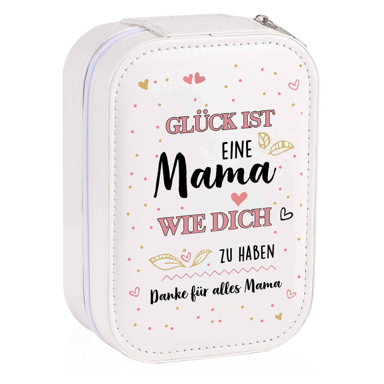 Personalisierte 2 Namen A Aufbewahrungsbox mit Spiegel Rosa Weiß Grün