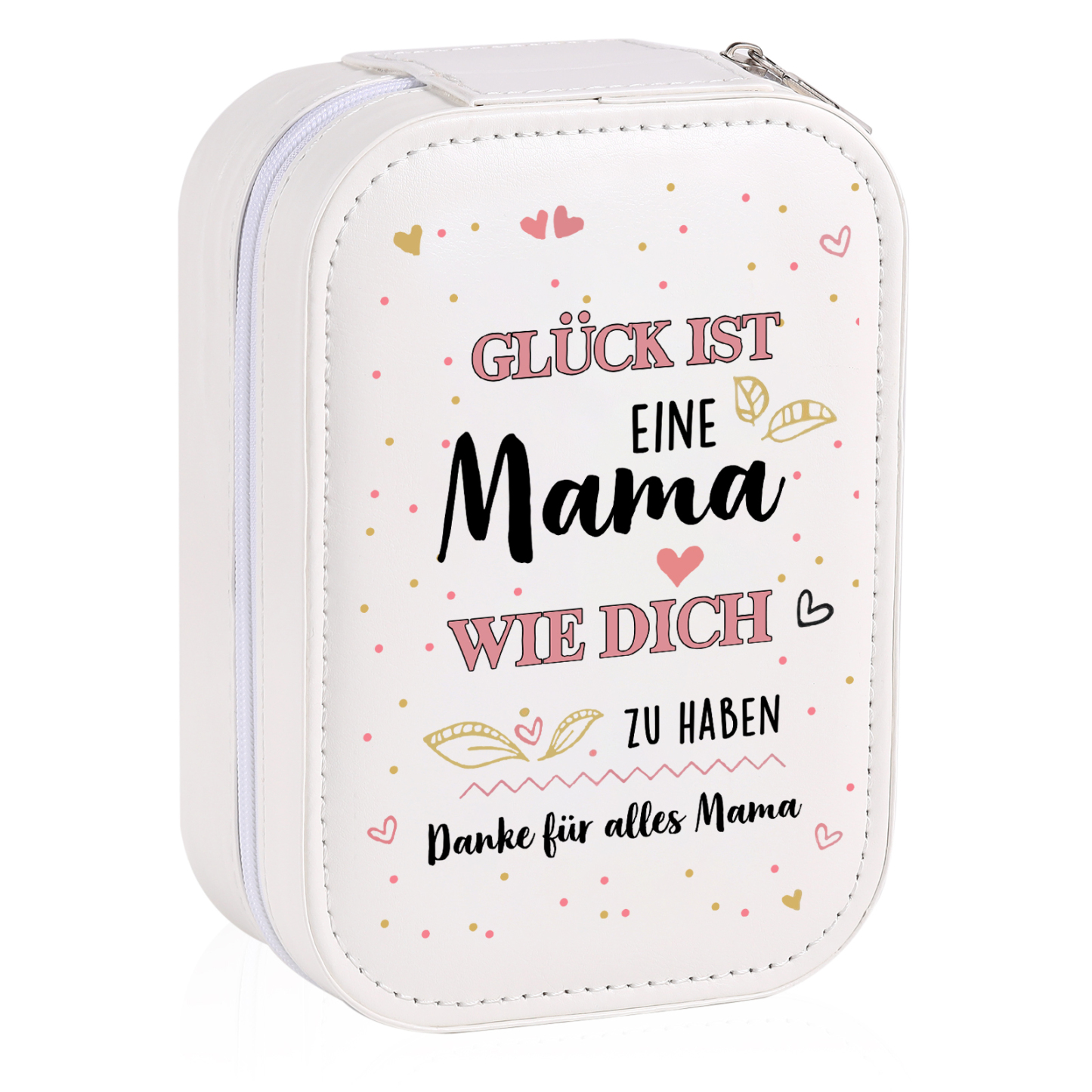Personalisierte 2 Namen A Aufbewahrungsbox mit Spiegel Rosa Weiß Grün