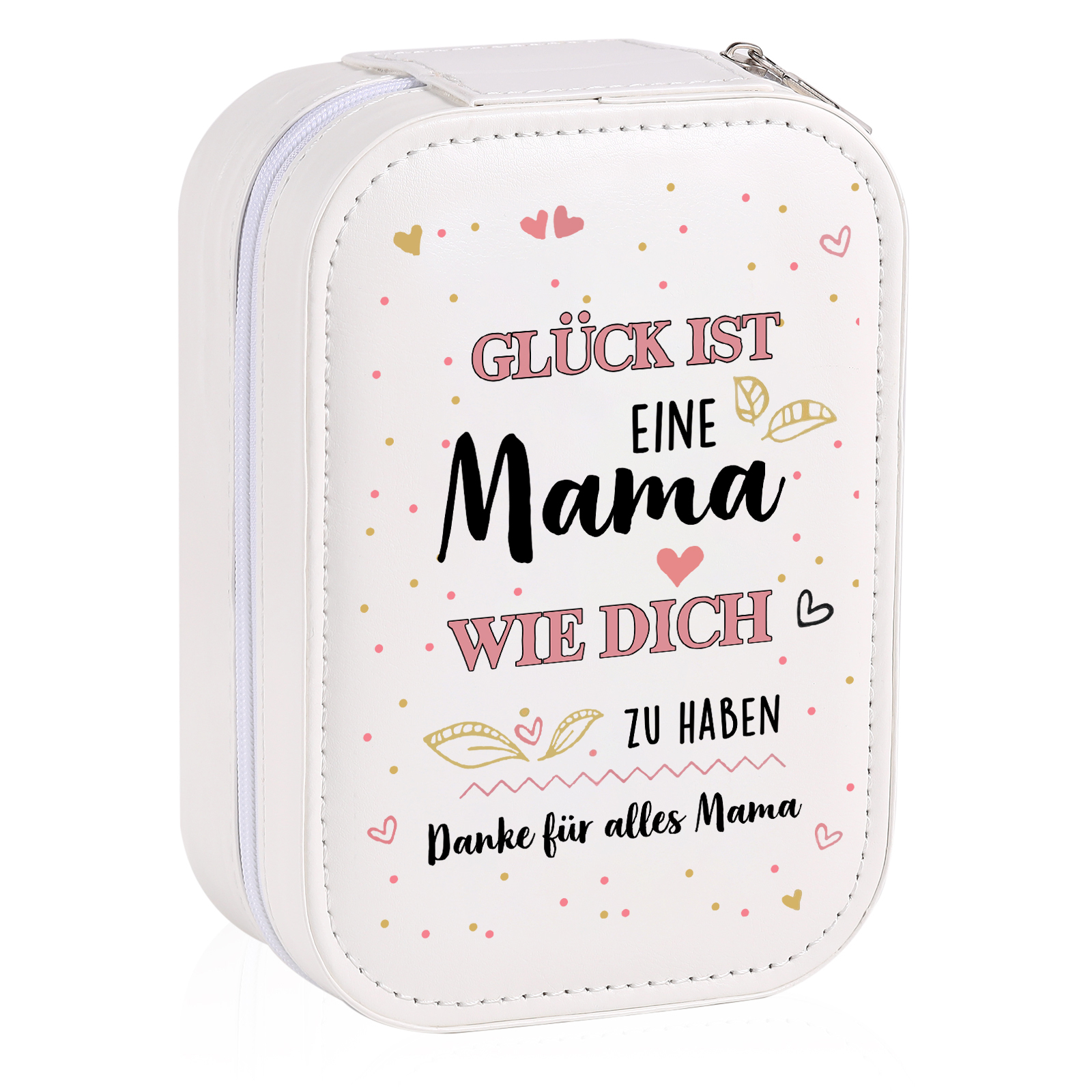 Personalisierte 2 Namen A Aufbewahrungsbox mit Spiegel Rosa Weiß Grün