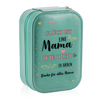 Aufbewahrungsbox mit Spiegel für Mutter Glück ist eine Mama wie dich zu haben Rosa Weiß Grün PU-Leder & Glas Kosmetikspiegel mit 3 Lichtfarben