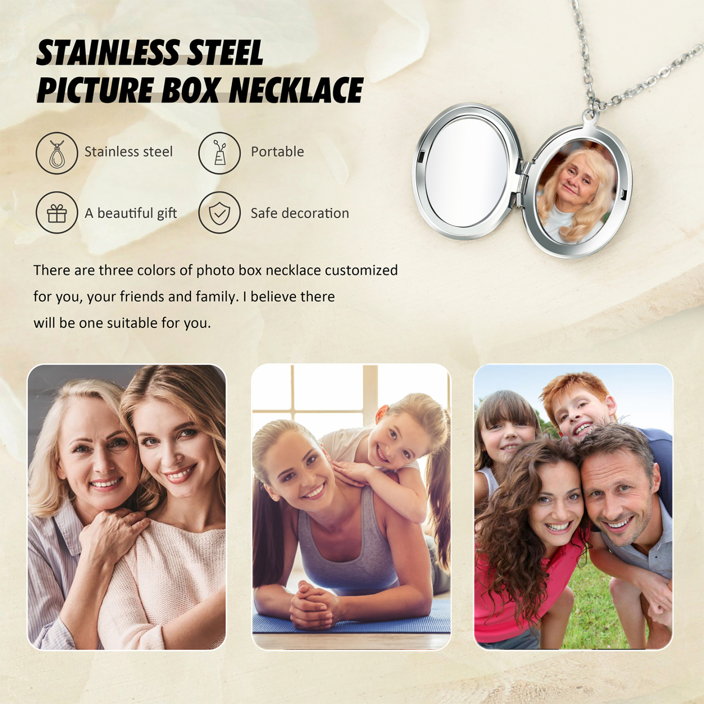 Personalisierbares Foto & Name & Text & Jahr Trauer Edelstahl Halskette