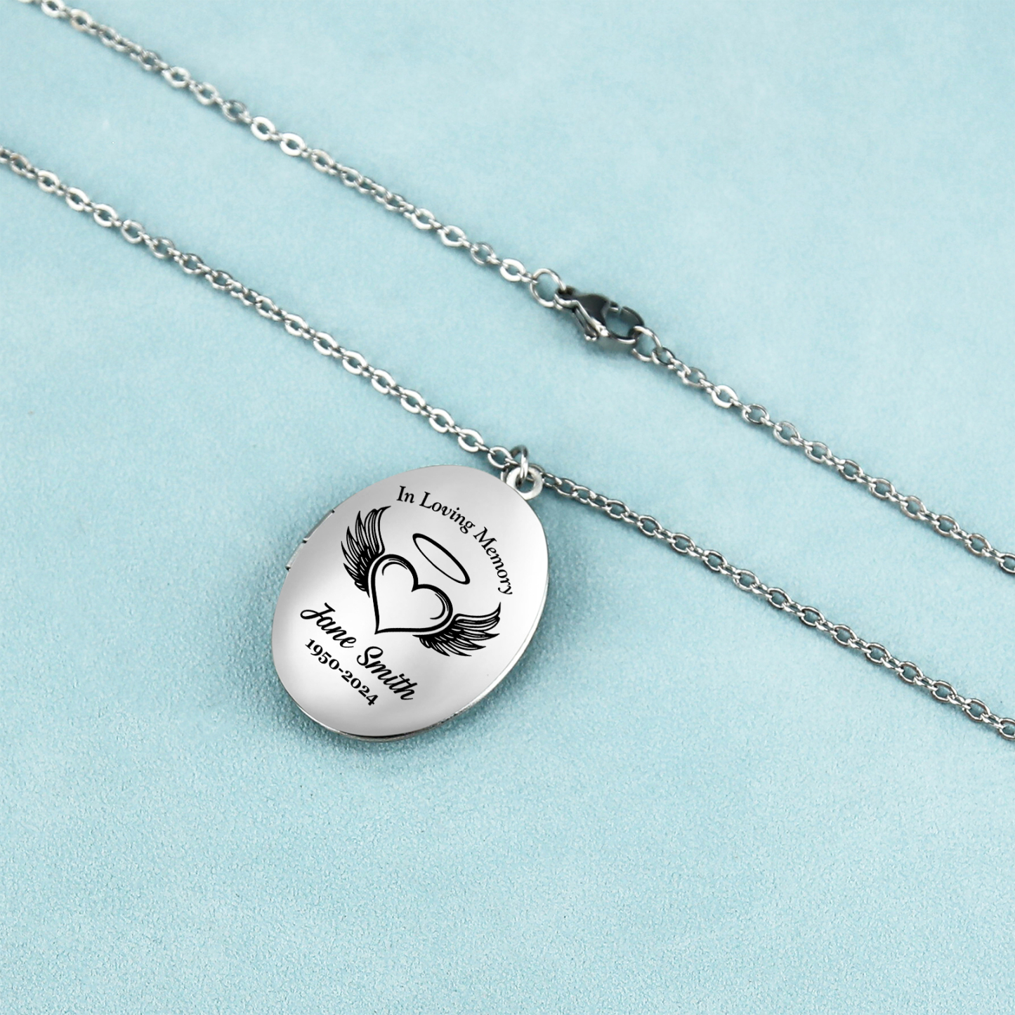 Personalisierbares Foto & Name & Text & Jahr Trauer Edelstahl Halskette