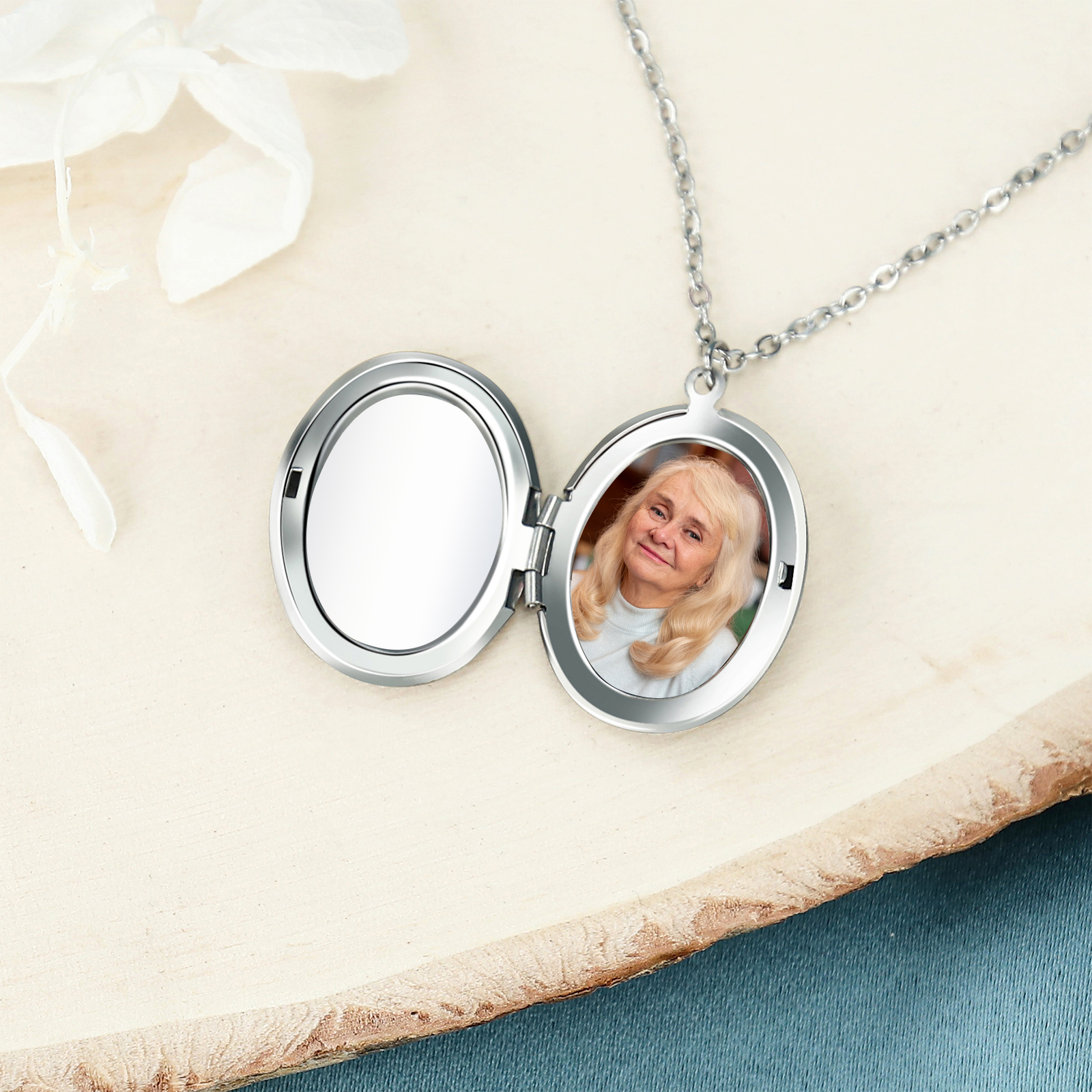 Personalisierbares Foto & Name & Text & Jahr Trauer Edelstahl Halskette