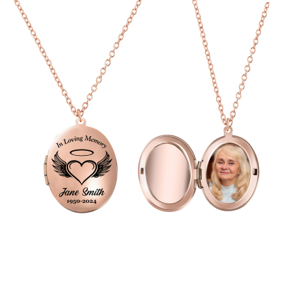 Personalisierbares Foto & Name & Text & Jahr Trauer Edelstahl Halskette