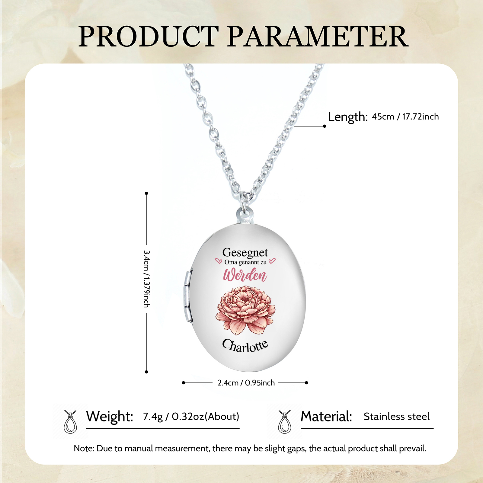 Personalisierte Halskette mit 1 Geburtsblume, Name & Foto – Gesegnet Oma genannt zu Werden - Ein liebevolles Geschenk für Oma/Großmutter