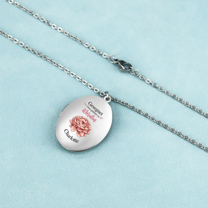 Personalisierte Halskette mit 1 Geburtsblume, Name & Foto – Gesegnet Oma genannt zu Werden - Ein liebevolles Geschenk für Oma/Großmutter