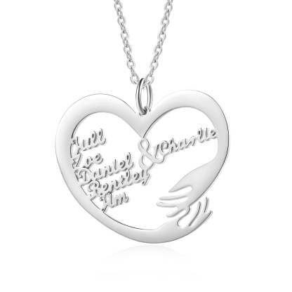 [Copy]S925 Silber Personalisierte 3 Namen Herz Halskette mit 3 Geburtssteinen