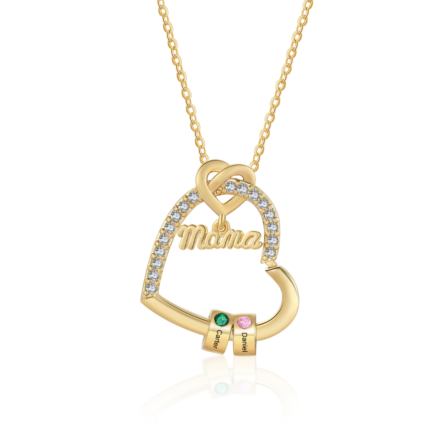Personalisierte 1 Titel & 1-5 Namen Herz Halskette mit 1-5 Geburtssteinen für Mama/Mutter 