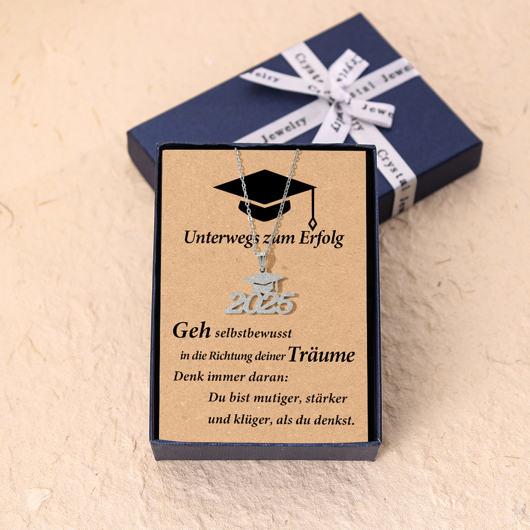 Bachelor-Hut-Halskette-Unterwegs zum Erfolg-Einschulung Geschenk für Absolventen 2025