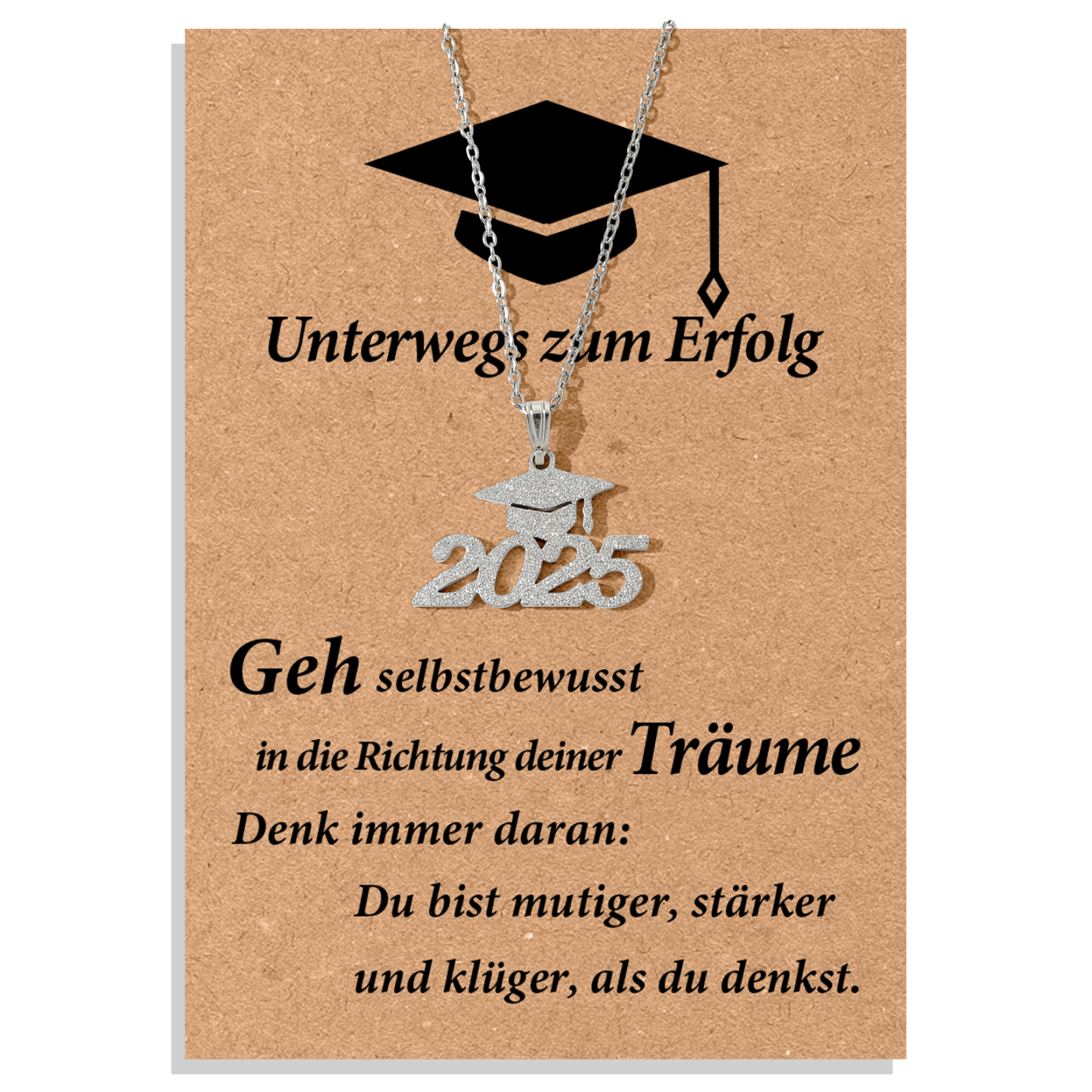 Bachelor-Hut-Halskette-Unterwegs zum Erfolg-Einschulung Geschenk für Absolventen 2025