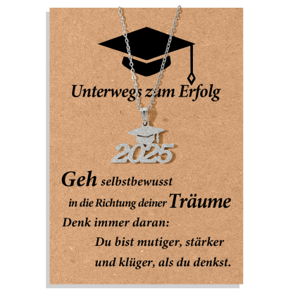 Bachelor-Hut-Halskette-Unterwegs zum Erfolg-Einschulung Geschenk für Absolventen 2025